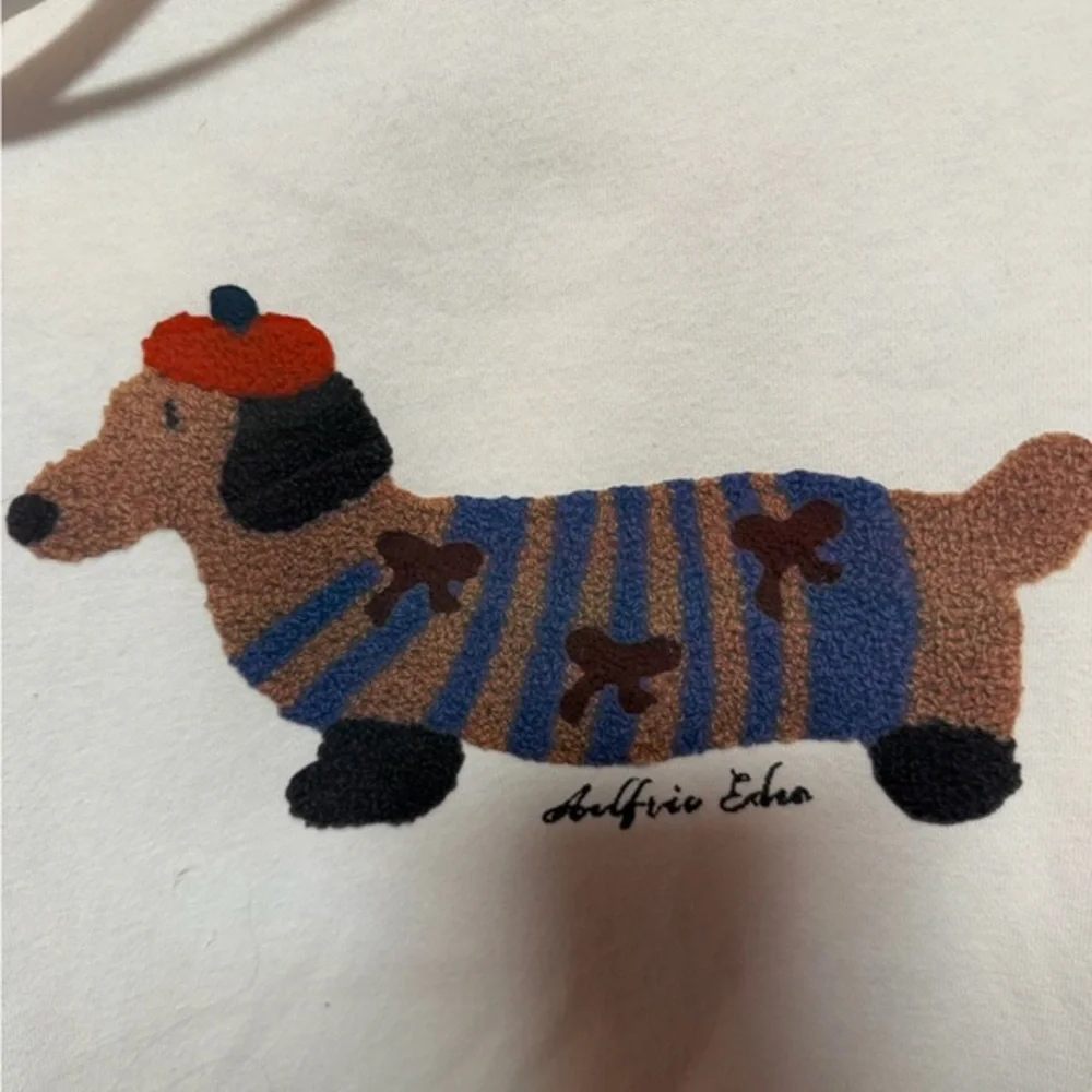 Alfredo Ezba White Hoodie with Embroidered Dachshund Design (Unisex M) - Picture 4 of 4